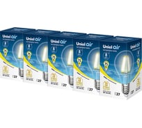Светодиодная лампа Uniel 8W/WW/E27/CL GLA01TR Набор из 5штук LED-A60 UL-00008080