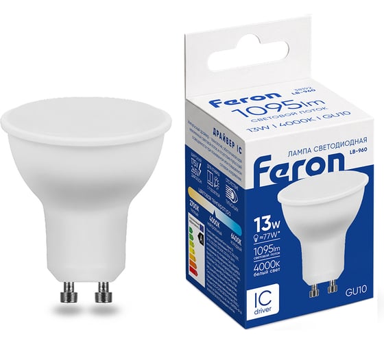 Светодиодная лампа FERON LB-960 MR16 GU10 13W 4000K 38192