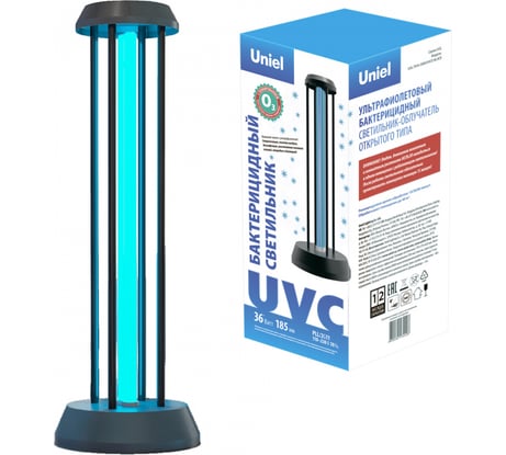 Ультрафиолетовый бактерицидный светильник Uniel 36W/UVCO BLACK настольный UGL-T01A