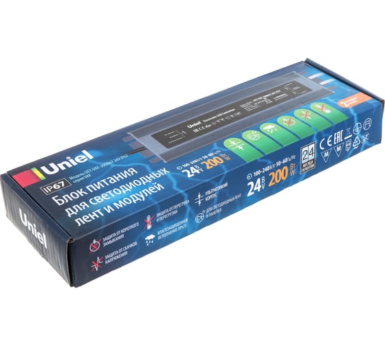 Блок питания Uniel 200B67 24V IP67 2 выхода UET-VAF UL-00007580