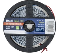 Светодиодная лента Uniel 180LED/m-10mm-IP20-DC24V-17W/m-5M-4000K катушка в герметичной упаковке UL-00007643