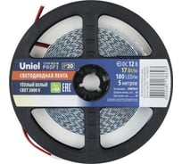Светодиодная лента Uniel 2835-180LED/m-10mm-IP20-DC12V-17W/m-5M-3000K PROFI катушка в герметичной упаковке UL-00007639