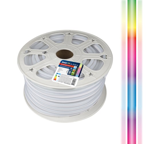 Светодиодная лента Uniel 5050-80LED/m-8mm-IP67-220V-10W/m-50M-RGB бобина ULS-N22 UL-00005581