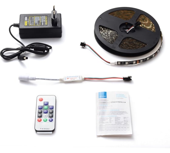 Комплект цифровой светодиодной ленты Apeyron 12В, 14,4Вт/м, smd5050, 60д/м, IP65, подложка 10мм/черная, 5м, rgb 87ЦЛ