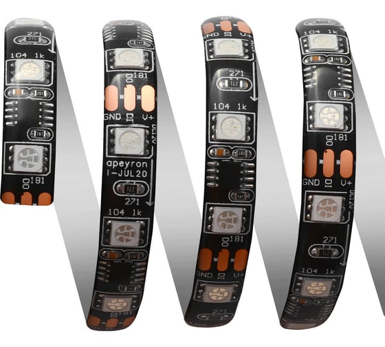 Комплект цифровой светодиодной ленты Apeyron 12В, 14,4Вт/м, smd5050, 60д/м, IP65, подложка 10мм/черная, 5м, rgb 87ЦЛ