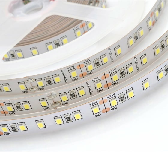 Светодиодная лента Apeyron 24В, 16Вт/м, smd2835, 120д/м, IP20, 1500Лм/м ,подложка 10мм, 5м, холодный белый 00-343
