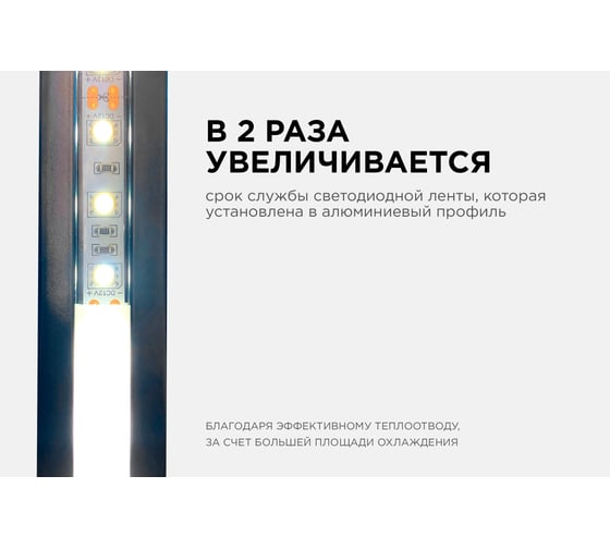Накладной угловой алюминиевый профиль для ленты Apeyron черный, 2м ,ширина ленты до 10мм, комплект 08-03-ЧБ