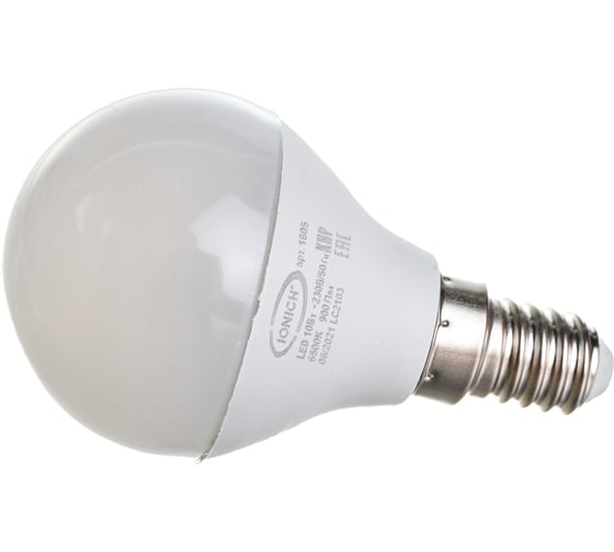 Светодиодная лампа IONICH Шар ILED-SMD2835-P45-10Вт-900Лм-230В-6500К-E14 1805