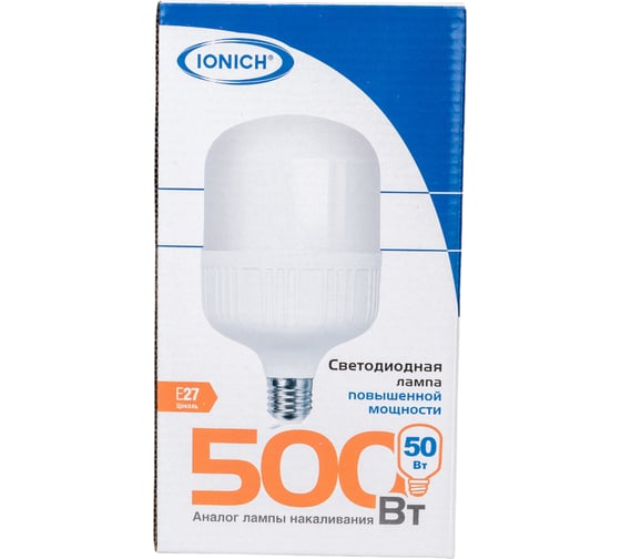 Светодиодная лампа высокой мощности IONICH ILED-SMD2835-Т125-50-4500-220-4-E27 1298 1507