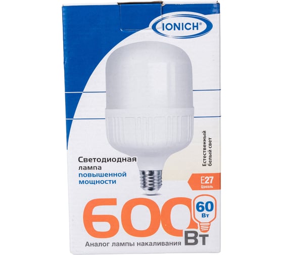 Светодиодная лампа высокой мощности IONICH ILED-SMD5730-Т135-60Вт-5400Лм-220В-4000К-E27 1619