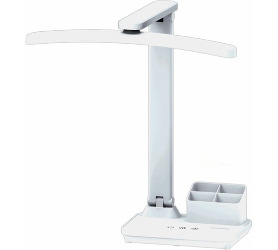 Настольная лампа светильник беспроводная SONNEN PT-401,органайзер, USB,LED, 5Вт,3режима,белый, 238779 1