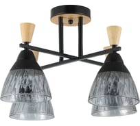 Люстра Schaffner 4xE27/40W (47*47*29) Traccia 4535-4 BK+WOOD