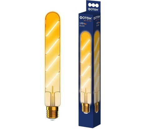 Светодиодная лампочка ФОТОН филаментная LED T30/225 4Вт E27 2200К, теплый свет, 23938