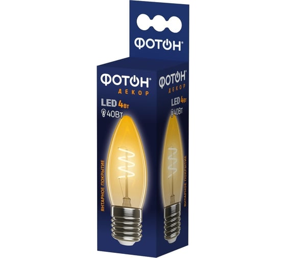 Светодиодная филаментная лампа ФОТОН LED FL B35-S 4W E27 2200К, серия ДЕКОР 23940