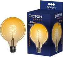 Светодиодная филаментная лампа ФОТОН LED FL G95-S 4W E27 2200К, серия ДЕКОР 23978