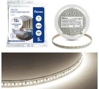 Светодиодная лента FERON LS616 180SMD 2835 /м 17Вт/м 12V 5000х10х1.22мм 4000К, IP20 41530
