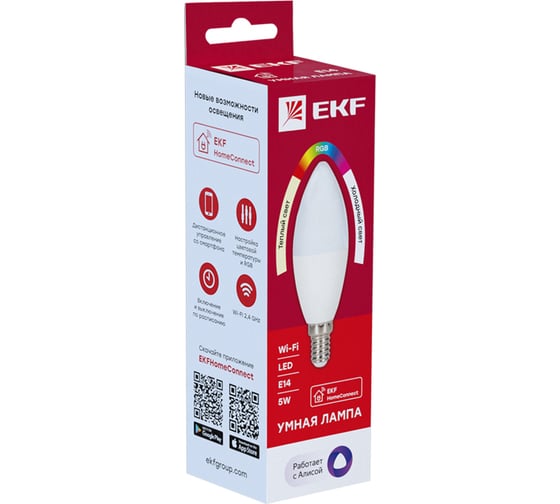 Умная лампа EKF Connect 5W WIFI RGBW E14 slwf-e14-rgbw