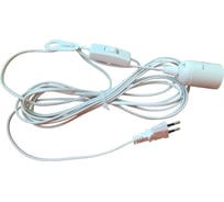 Патрон подвесной СПб Е27 белый с вилкой и проходным выключателем ШВВП 2х0,5-25-5,0 м УПП-5 99927732