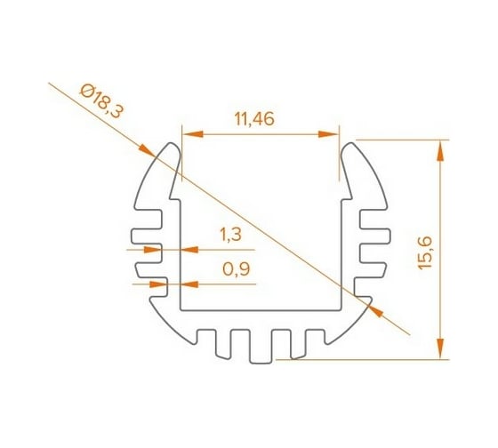 Алюминиевый анодированный профиль Wolta Decor 2000x18,3x15,6мм WAP-18/15/2000-А
