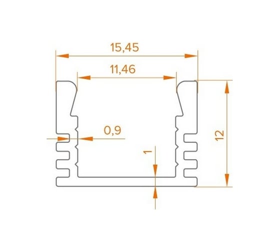 Алюминиевый анодированный профиль Wolta Decor 2000x15,45x12мм WAP-15/12/2000-A