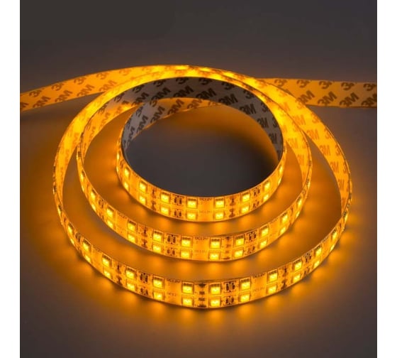 Светодиодная лента Luazon 12В, SMD5050, 5 м, IP65, 120 LED, 28.8 Вт/м, 10-12 Лм/1 LED, DC, ЖЁЛТЫЙ 848561