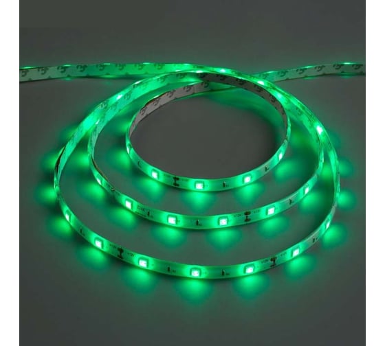 Светодиодная лента Luazon 12В, SMD5050, 5 м, IP65, 30 LED, 7.2 Вт/м, 14-16 Лм/1 LED, DC, ЗЕЛЁНЫЙ 883926