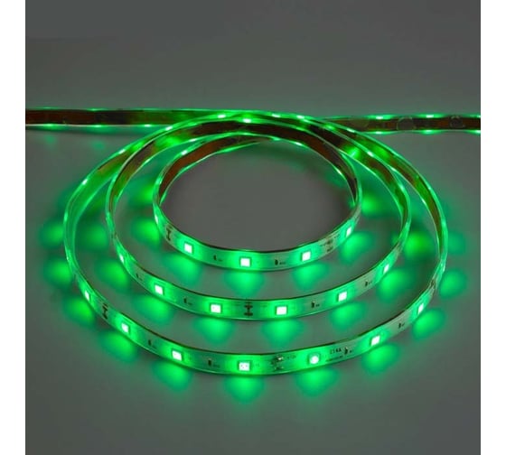 Светодиодная лента Luazon 12В, SMD5050, 5 м, IP68, 30 LED, 7.2 Вт/м, 14-16 Лм/1 LED, DC, ЗЕЛЁНЫЙ 883934