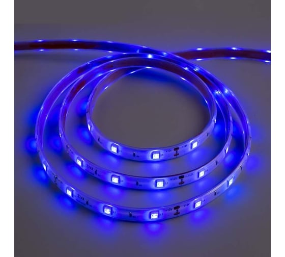 Светодиодная лента Luazon 12В, SMD5050, 5 м, IP68, 30 LED, 7.2 Втм, 14-16 Лм1 LED, DC, СИНИЙ 883933