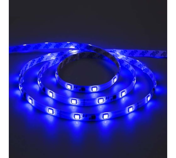 Светодиодная лента Luazon Бегущий огонь DC 12 В, 7.2Втм, 30SMD5050, 5м, IP65, автономная, СИНИЙ 848579