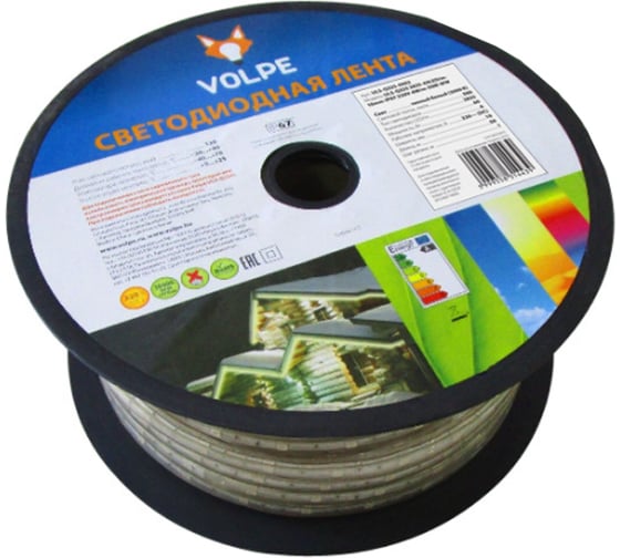 Светодиодная лента Volpe ULS-Q325 2835-60LED/m-10mm-IP67-220V-6W/m-50M-WW в ПВХ трубке 10982 1