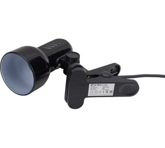 Настольный светильник Ultraflash UF-381 C02 черный с прищепкой 230В, 40Вт, E27, ЛОН 14506