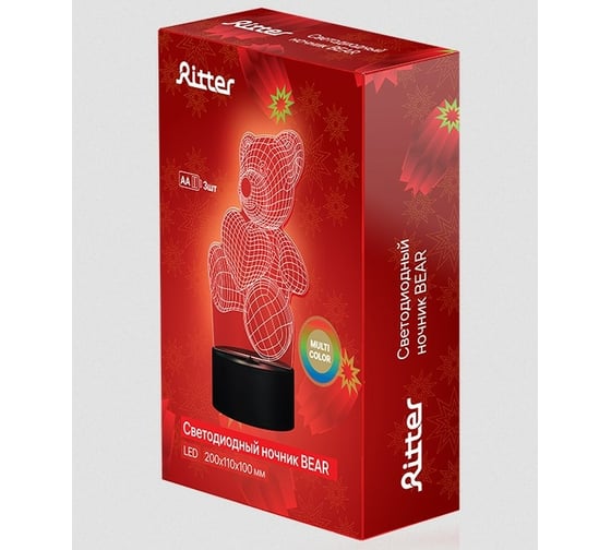 Настольная автономная лампа Ritter RGB 3D-эффект 3хАА 110х100х200мм акрил 29253 1