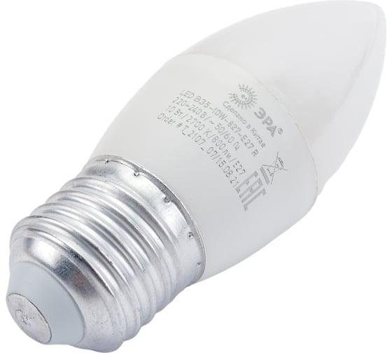 Светодиодная лампочка ЭРА RED LINE LED B35-10W-827-E27 R 10 Вт свеча теплый белый Б0052377