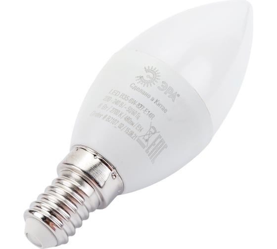 Светодиодная лампочка ЭРА RED LINE LED B35-6W-827-E14 R 6 Вт свеча теплый белый свет Б0052383