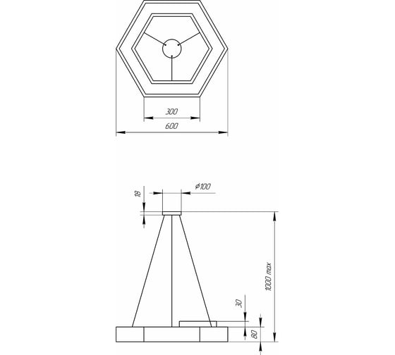 Светодиодный светильник ЭРА Geometria Hexagon SPO-123-B-40K-045 45Вт 4000К 2500Лм черный Б0050555