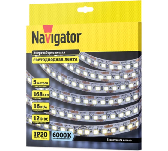 Лента Navigator СД 14 455 NLS-2835CW168-16-IP20-12V 5 м 14455