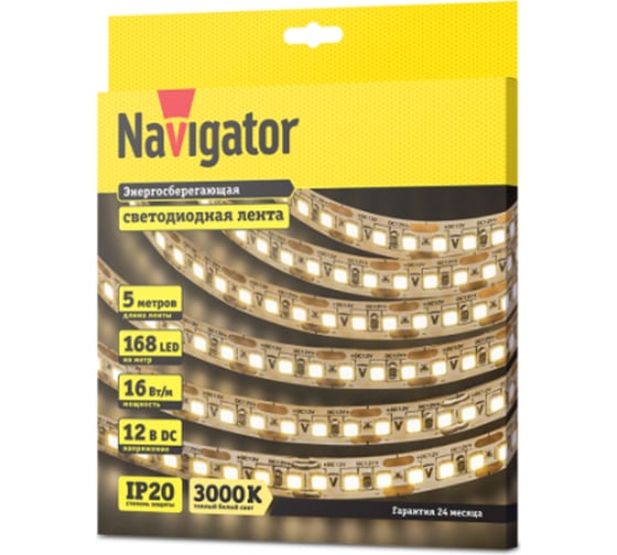 Лента Navigator СД 14 457 NLS-2835WW168-16-IP20-12V 5 м 14457 1