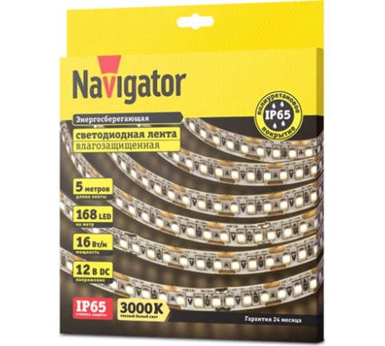 Лента Navigator СД 14 458 NLS-2835WW168-16-IP65-12V 5 м 14458