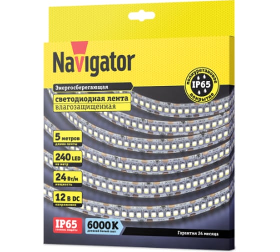 Лента Navigator СД 14 460 NLS-2835CW240-24-IP65-12V 5 м 14460 1