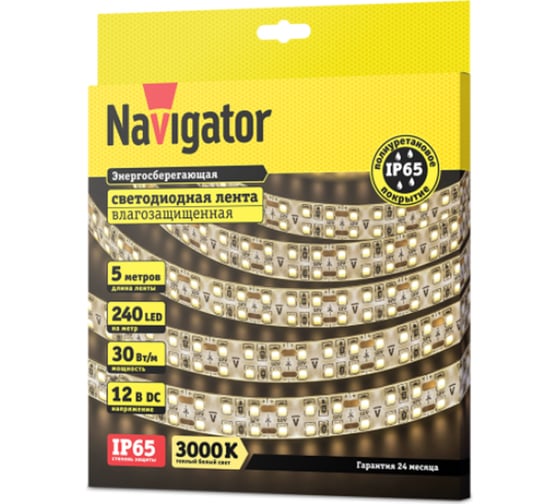 Лента Navigator СД 14 466 NLS-2835WW240-30-IP65-12V 5 м 14466