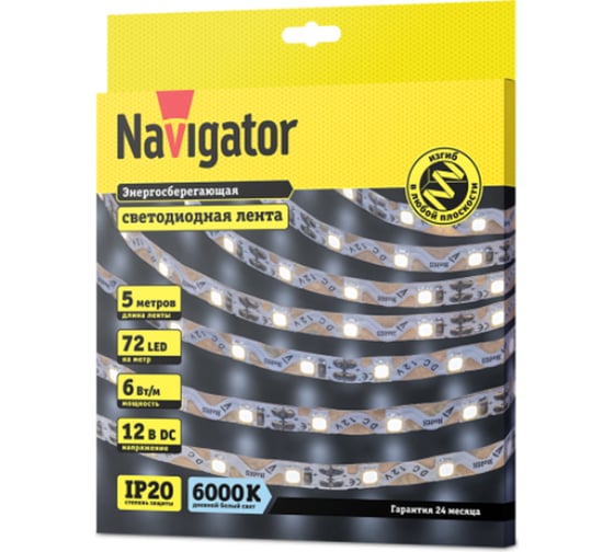 Лента Navigator СД 14 470 NLS-2835CWST72-6-IP20-12V 5 м 14470