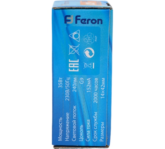 Галогенная лампа FERON JCD9 JCD G9 35W, 100 шт, 02315