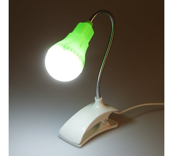 Лампа на прищепке RISALUX Свет зеленый 13LED 1,5W провод USB 4x9x31,5 см 2562920