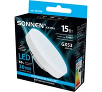 Лампа светодиодная SONNEN EXTRA 15 (130) Вт GX53 таблетка холодный белый LED 15W-6500-GX53, 457936