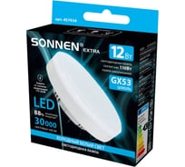 Лампа светодиодная SONNEN EXTRA 12 (110) Вт GX53 таблетка холодный белый LED 12W-6500-GX53, 457934