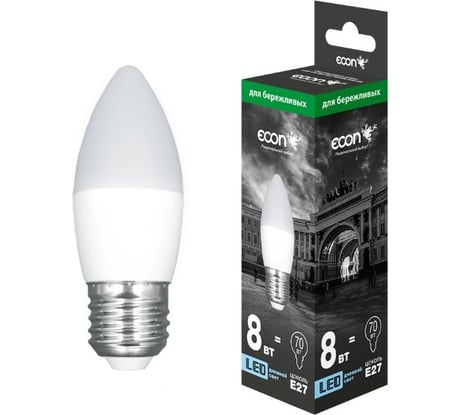 Светодиодная лампа ECON LED CN 8Вт E27 4200K B35 ES 728020