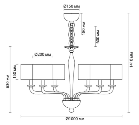 Люстра ODEON LIGHT ткань E14 6*40W VOSTA 4726/6