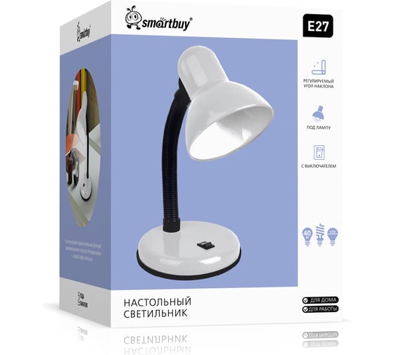 Настольный светильник Smartbuy Е27 белый SBL-Desk-White