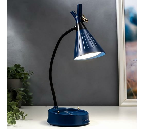 Настольная лампа RISALUX с диммером 16299/1BL LED 4Вт USB АКБ 3000-6000К синий 12,3х12,3х37 см 5448910