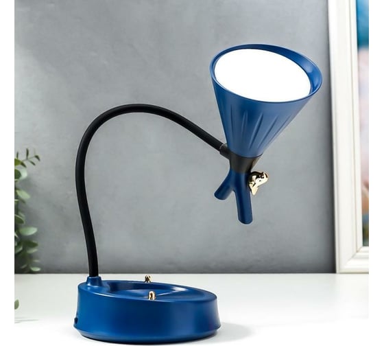 Настольная лампа RISALUX с диммером 16299/1BL LED 4Вт USB АКБ 3000-6000К синий 12,3х12,3х37 см 5448910